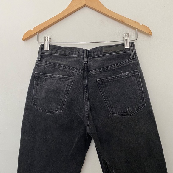 Grlfrnd Helena Straight Leg Black Raw Hem Jeans 25 - Picture 4 of 6